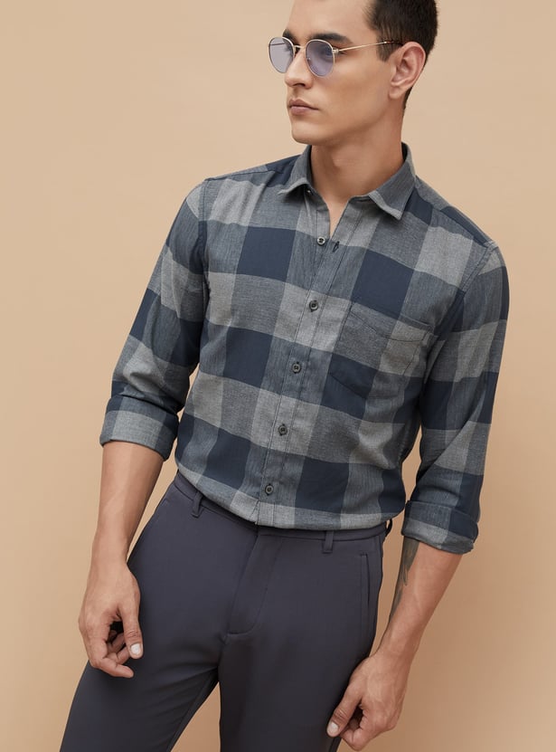 CODE Checked Regular Fit Smart Casual Shirt