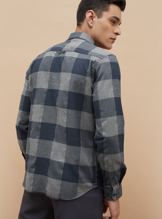 CODE Checked Regular Fit Smart Casual Shirt