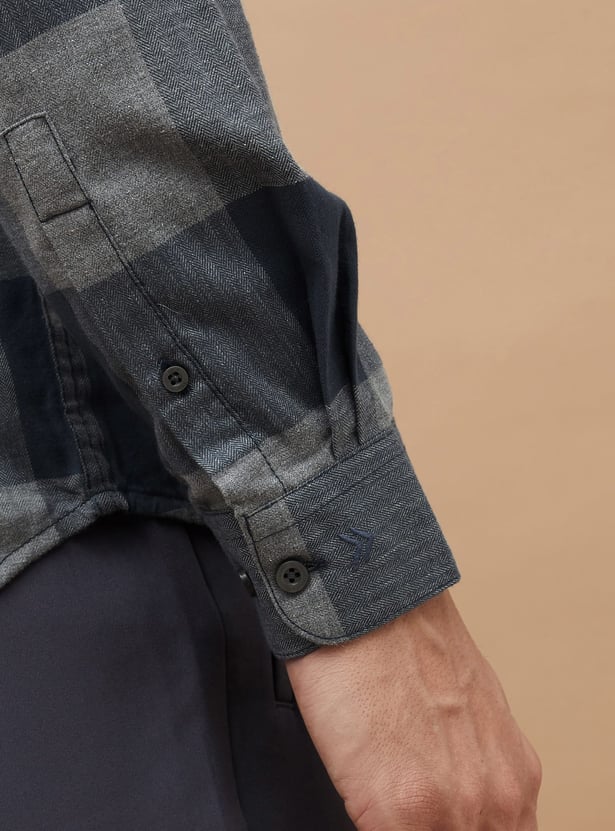 CODE Checked Regular Fit Smart Casual Shirt