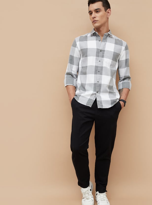 CODE Checked Regular Fit Smart Casual Shirt