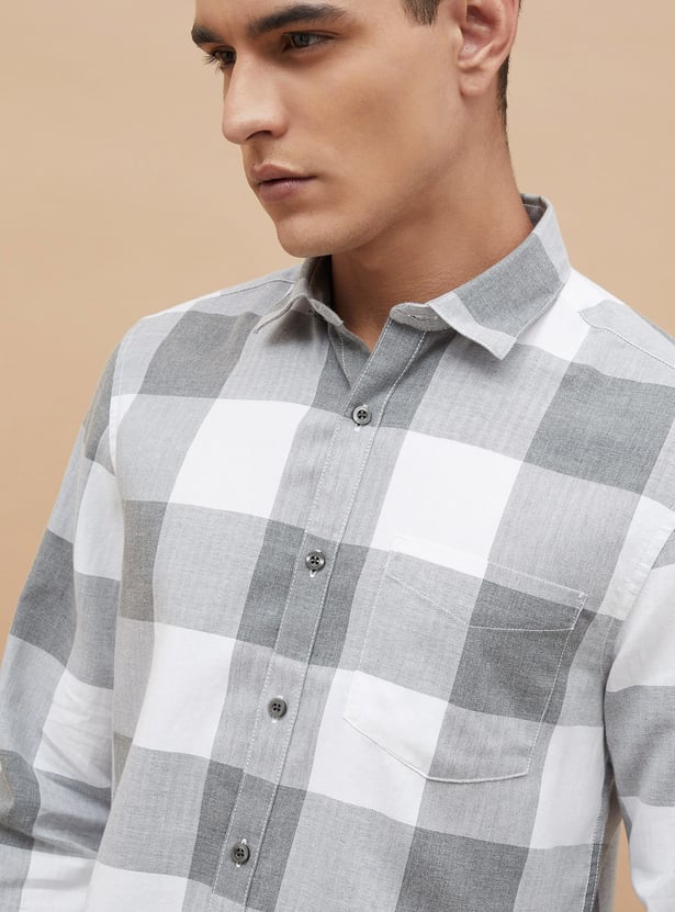 CODE Checked Regular Fit Smart Casual Shirt