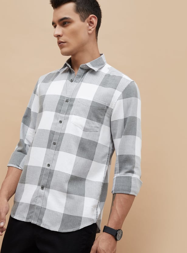 CODE Checked Regular Fit Smart Casual Shirt