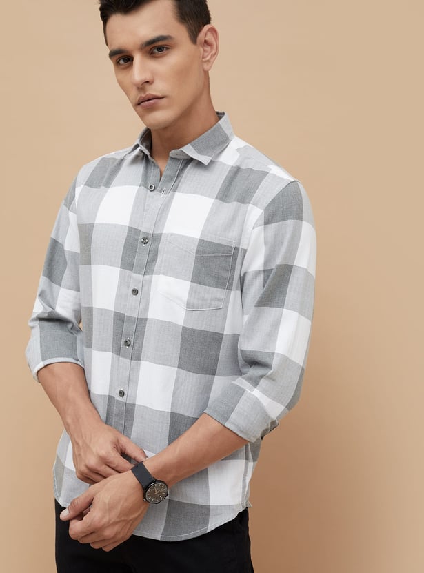 CODE Checked Regular Fit Smart Casual Shirt