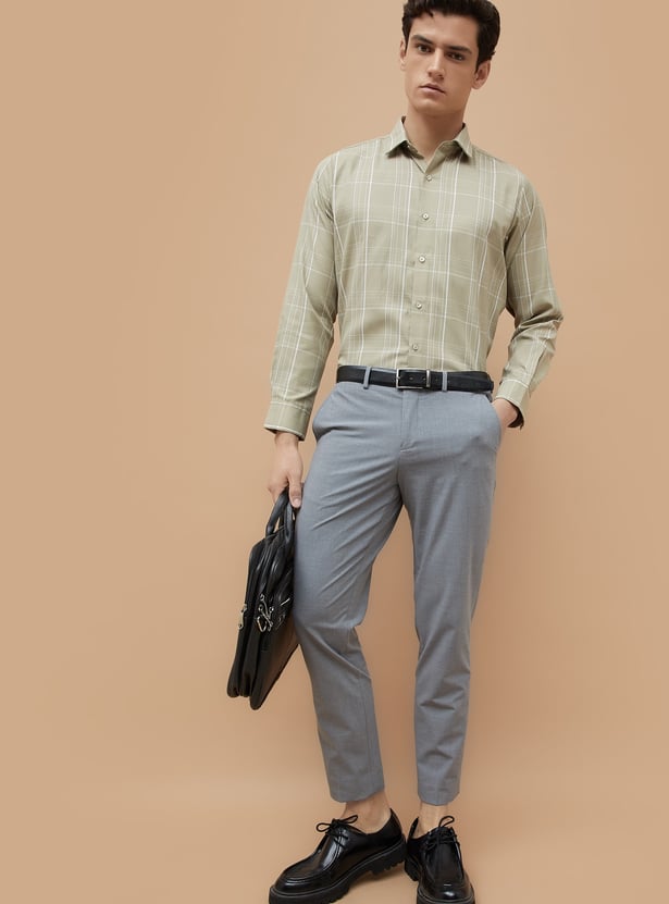 CODE Solid Super Slim Fit Formal Trousers
