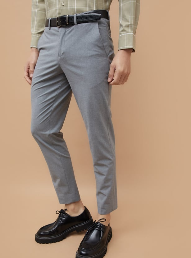 CODE Solid Super Slim Fit Formal Trousers