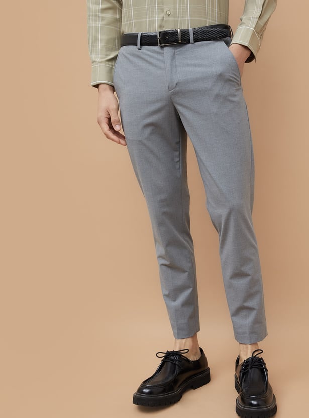 CODE Solid Super Slim Fit Formal Trousers