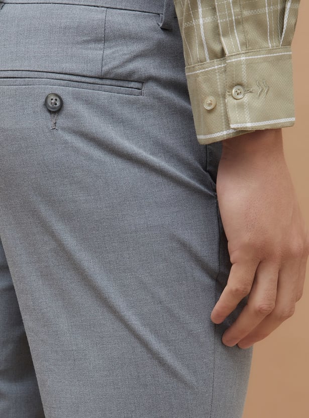 CODE Solid Super Slim Fit Formal Trousers