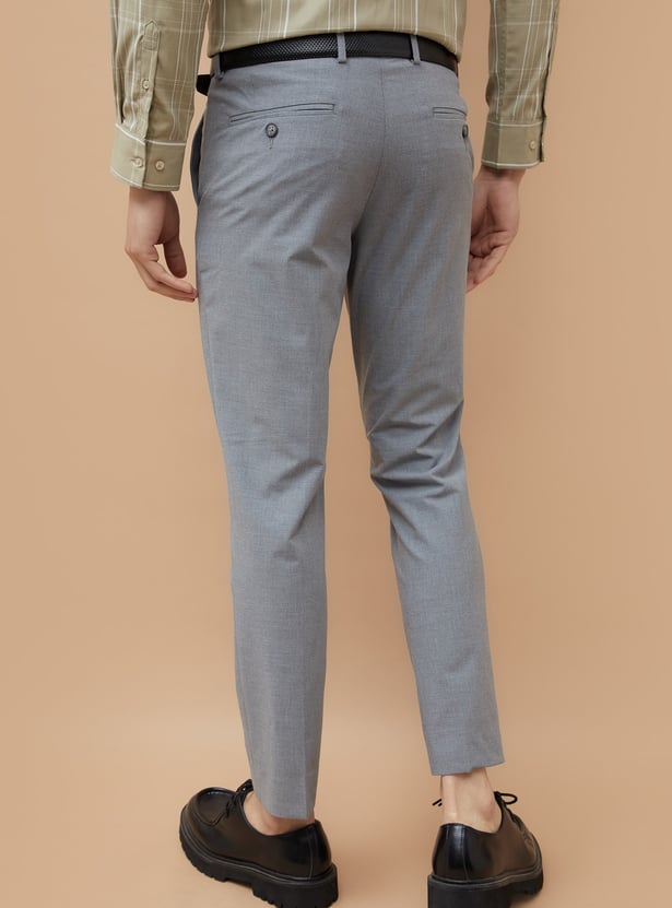CODE Solid Super Slim Fit Formal Trousers