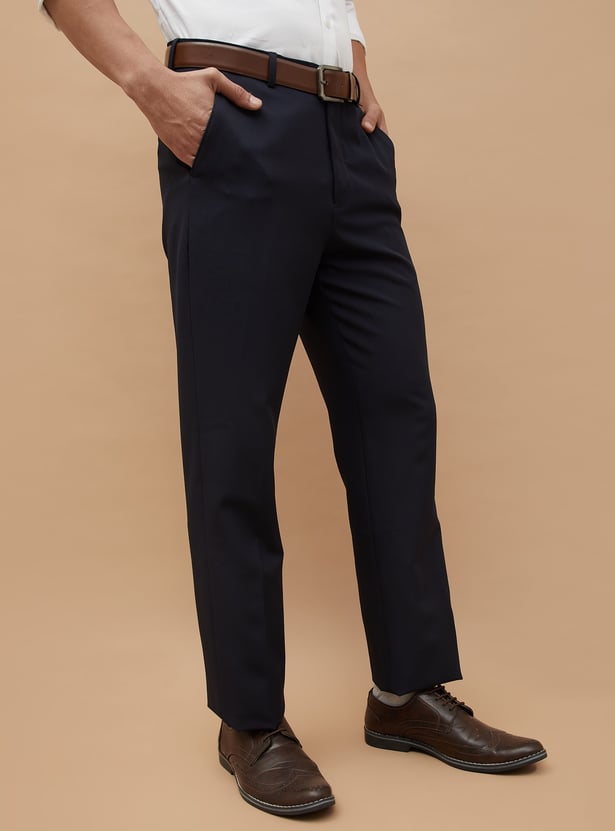 CODE Solid Super Slim Fit Formal Trousers