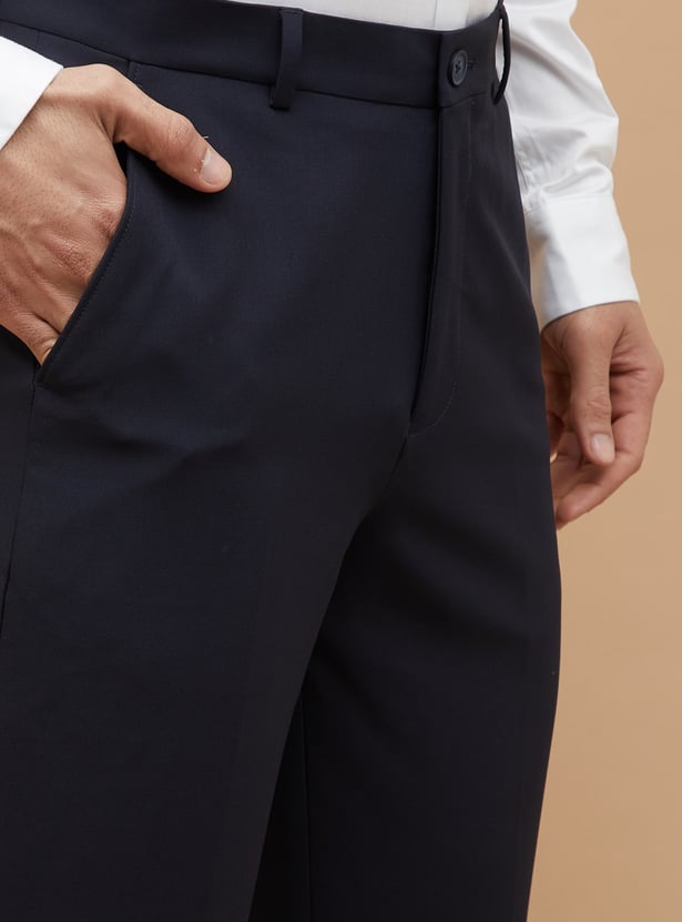 CODE Solid Super Slim Fit Formal Trousers