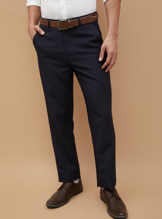 CODE Solid Super Slim Fit Formal Trousers