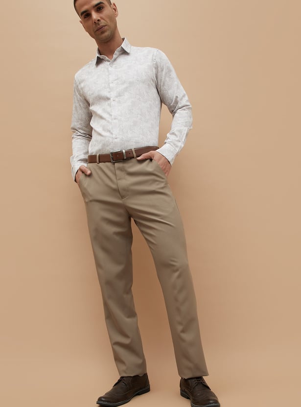 CODE Solid Super Slim Fit Formal Trousers