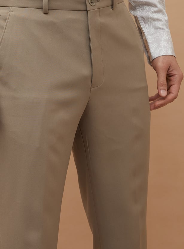 CODE Solid Super Slim Fit Formal Trousers