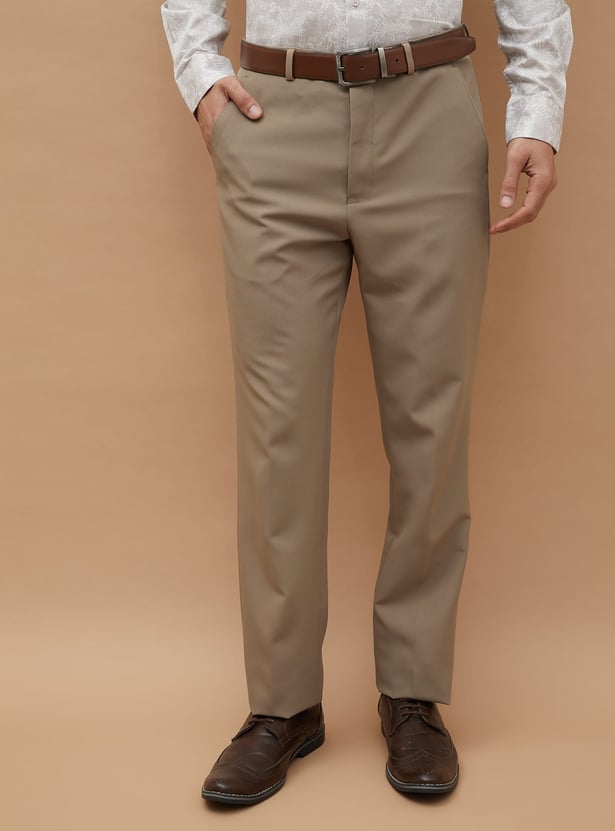 CODE Solid Super Slim Fit Formal Trousers