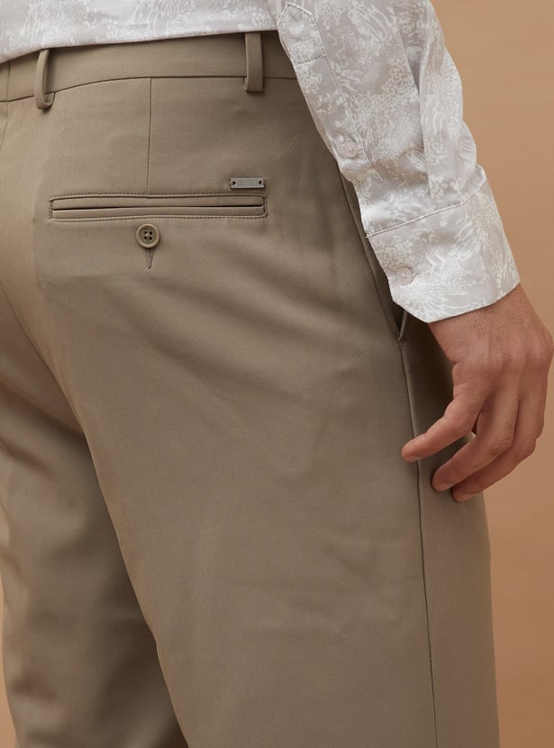 CODE Solid Super Slim Fit Formal Trousers