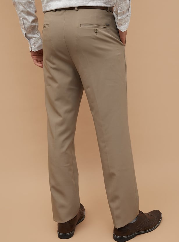 CODE Solid Super Slim Fit Formal Trousers