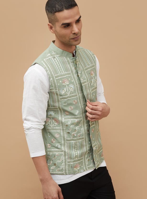 MELANGE Embroidered Nehru Jacket