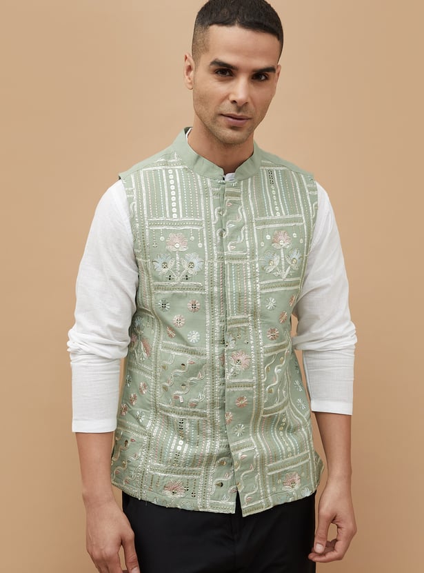 MELANGE Embroidered Nehru Jacket