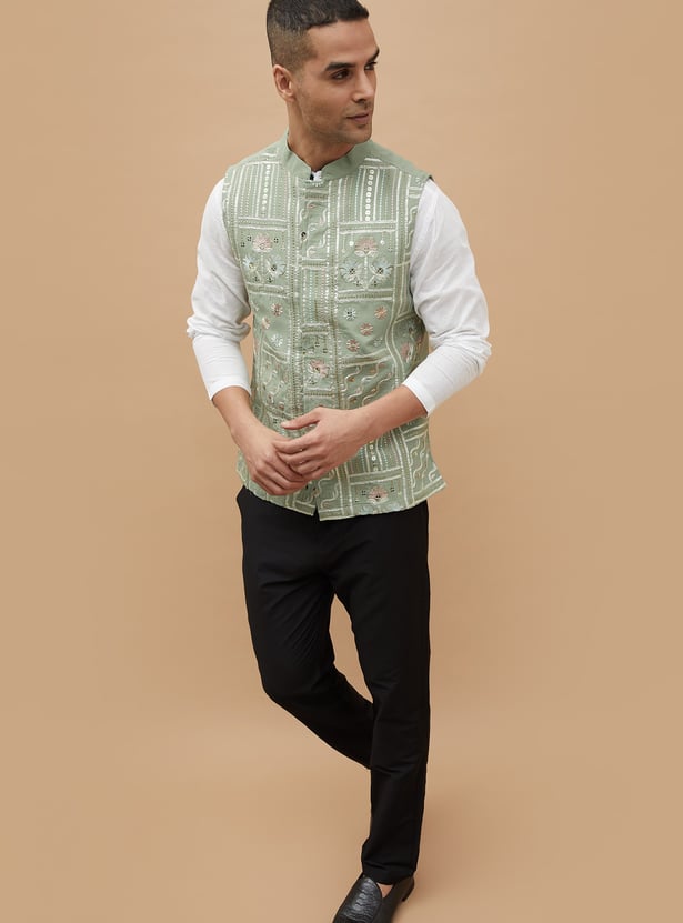 MELANGE Embroidered Nehru Jacket