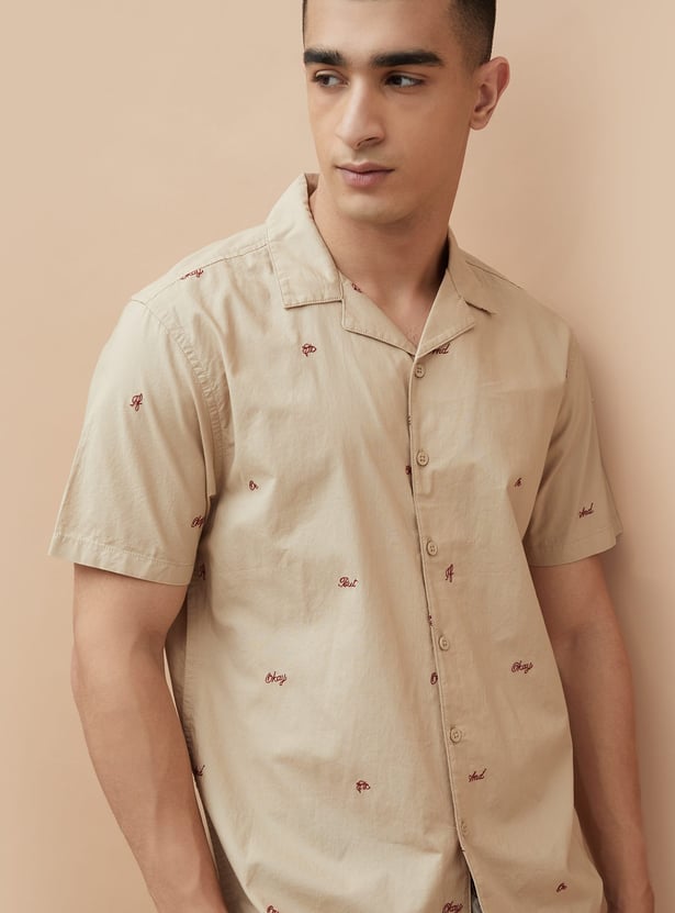FAME FOREVER Embroidered Smart Fit Shirt
