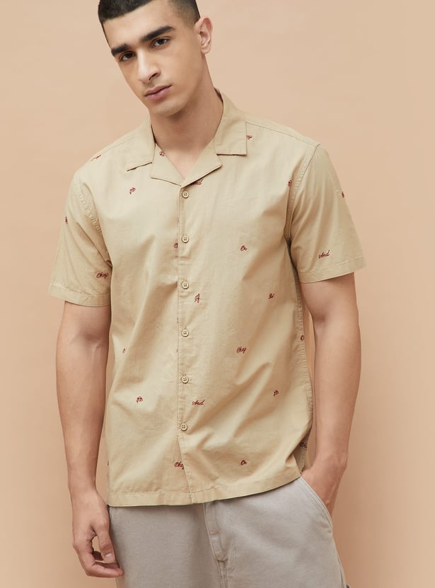 FAME FOREVER Embroidered Smart Fit Shirt