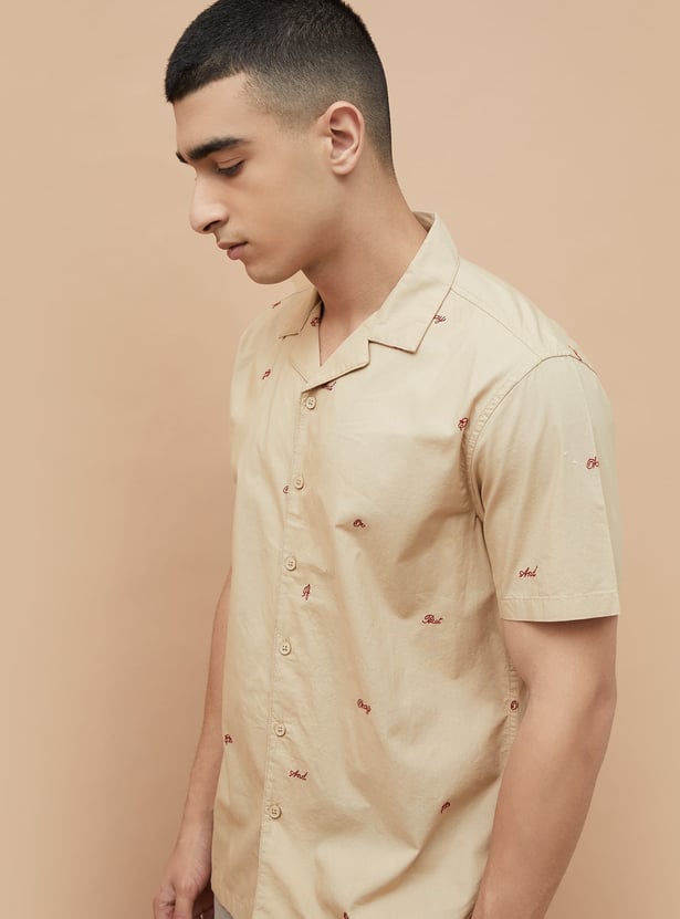 FAME FOREVER Embroidered Smart Fit Shirt