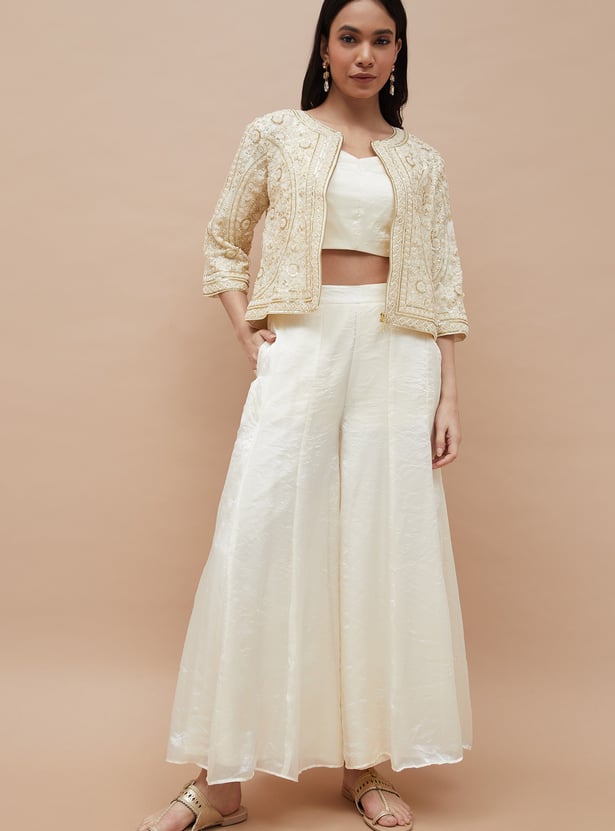 MELANGE Embroidered Co-Ord Set with Jacket