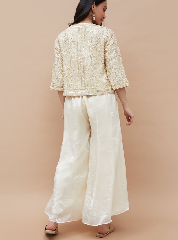 MELANGE Embroidered Co-Ord Set with Jacket