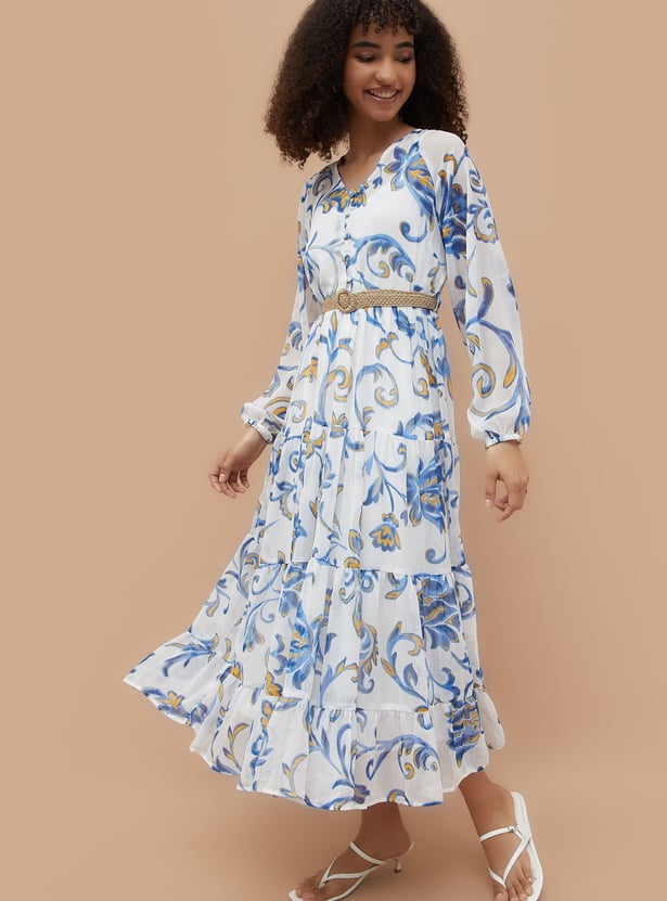 COLOUR ME Floral Print A-Line Dress with Cami