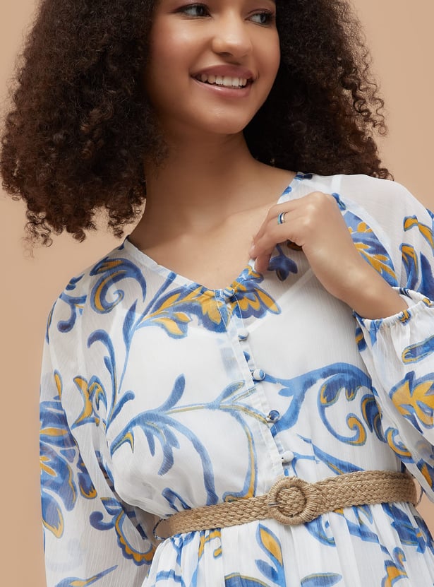 COLOUR ME Floral Print A-Line Dress with Cami
