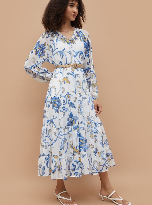COLOUR ME Floral Print A-Line Dress with Cami