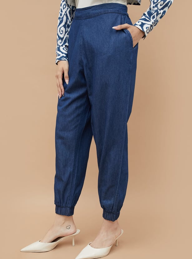 COLOUR ME Solid Denim Joggers