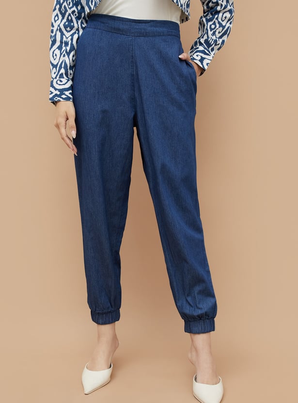 COLOUR ME Solid Denim Joggers