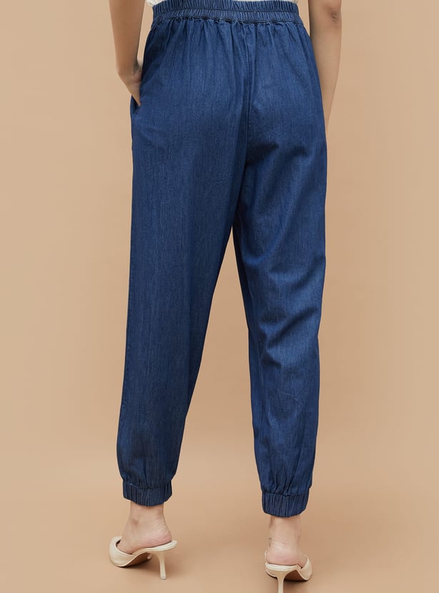 COLOUR ME Solid Denim Joggers