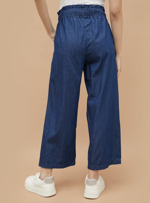 COLOUR ME Solid Denim Palazzos