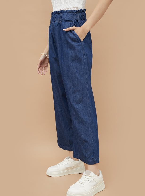 COLOUR ME Solid Denim Palazzos