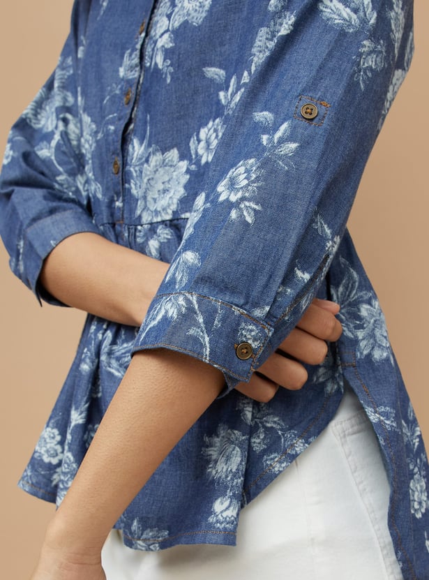COLOUR ME Floral Print Peplum Top