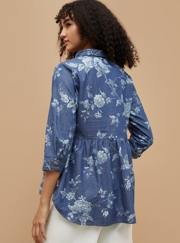 COLOUR ME Floral Print Peplum Top