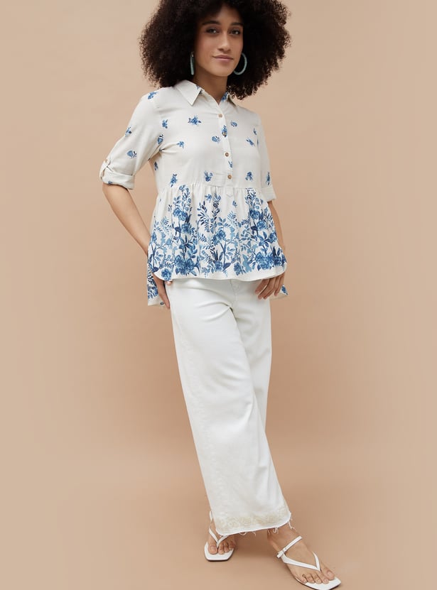 COLOUR ME Floral Print Shirt Style Top