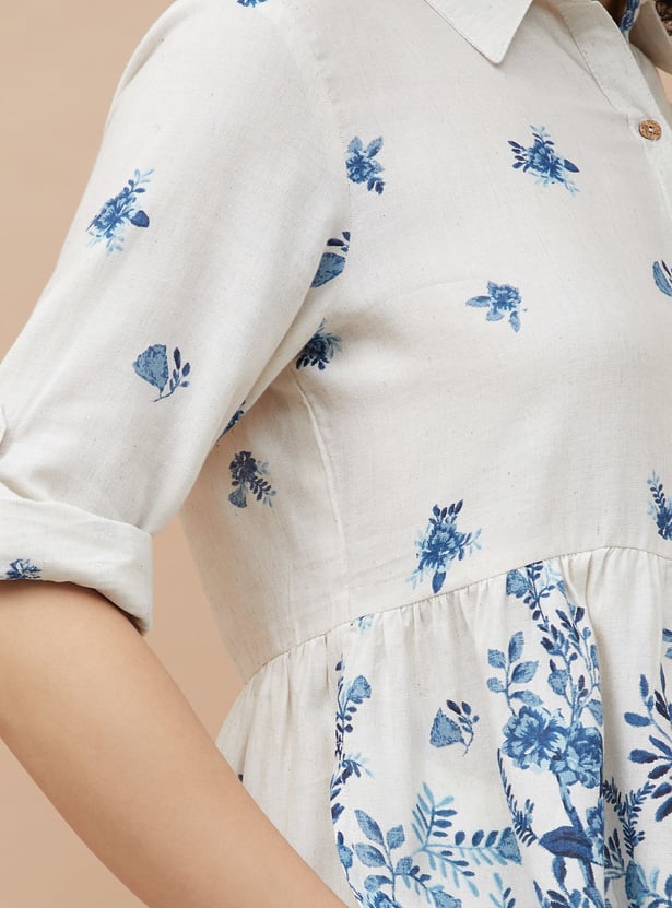 COLOUR ME Floral Print Shirt Style Top