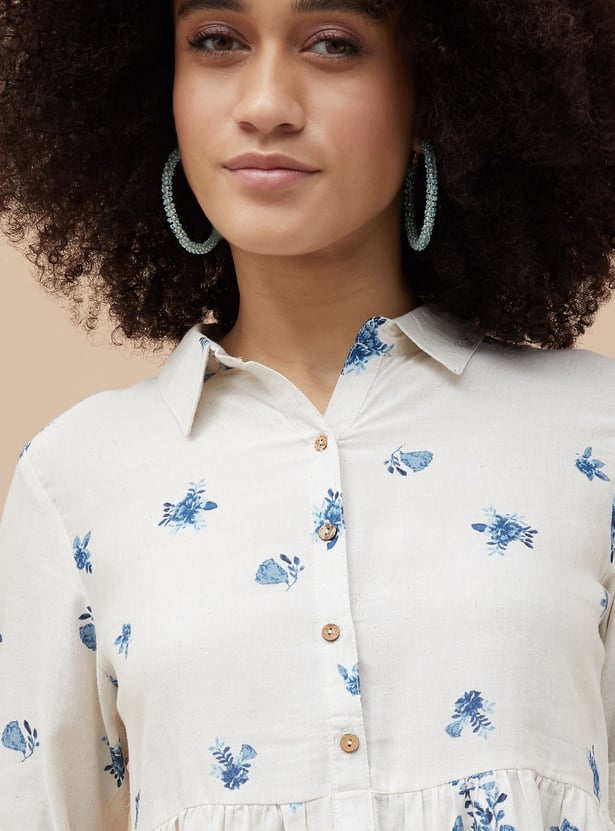 COLOUR ME Floral Print Shirt Style Top