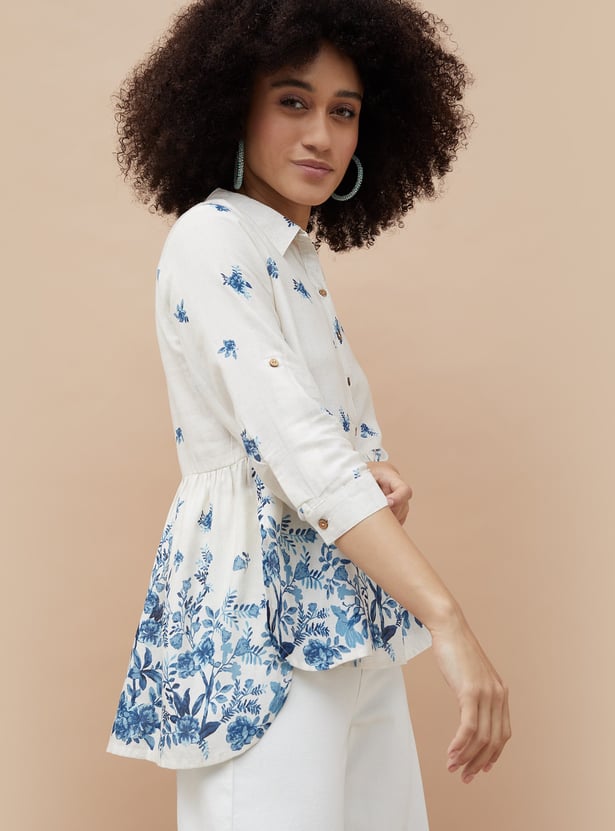 COLOUR ME Floral Print Shirt Style Top
