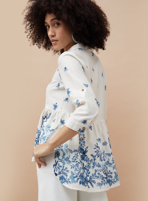 COLOUR ME Floral Print Shirt Style Top