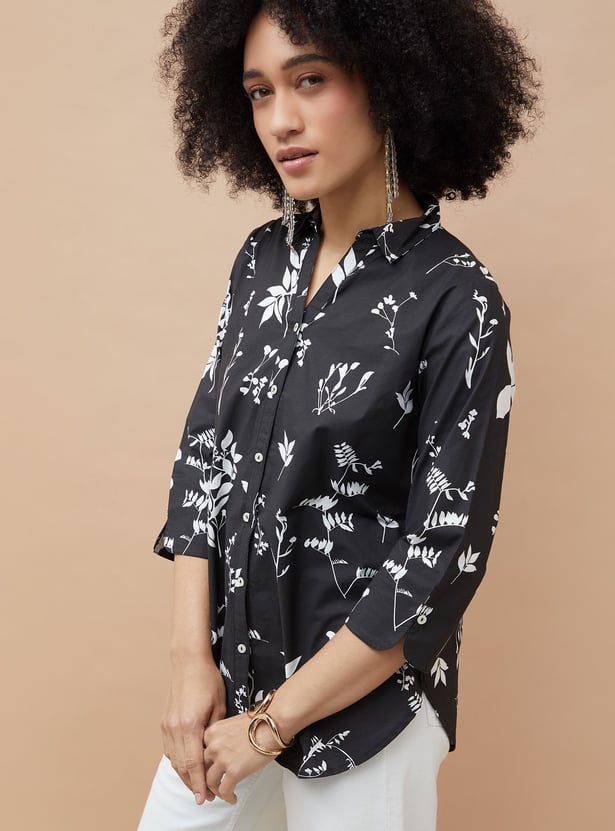COLOUR ME Floral Print Collared Tunic
