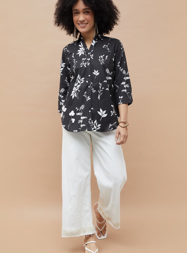 COLOUR ME Floral Print Collared Tunic