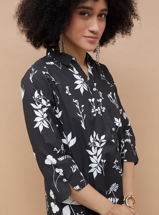 COLOUR ME Floral Print Collared Tunic