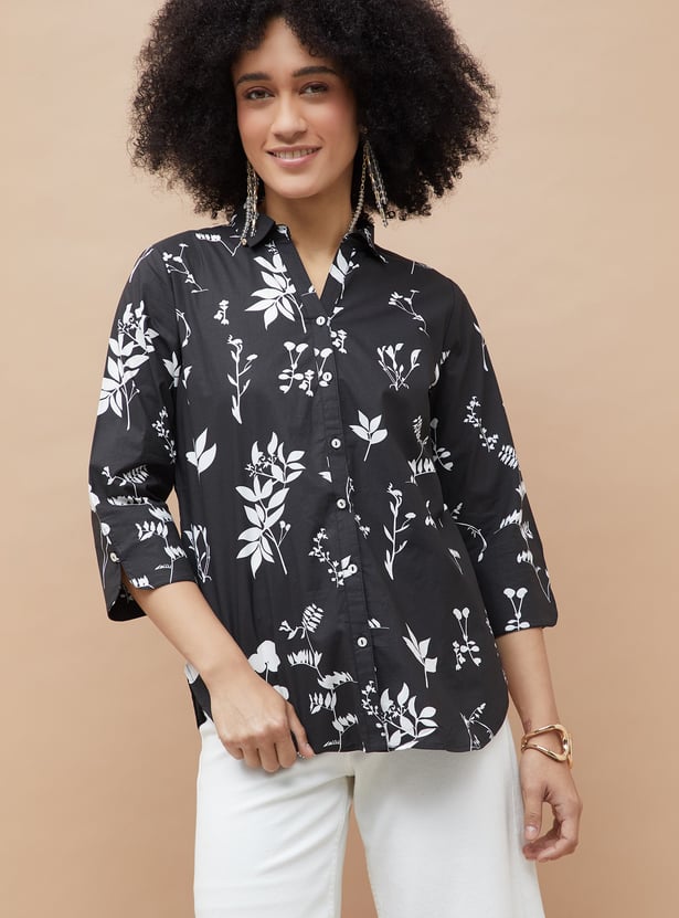 COLOUR ME Floral Print Collared Tunic
