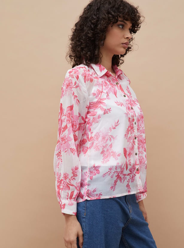 COLOUR ME Floral Print Shirt with Camisole