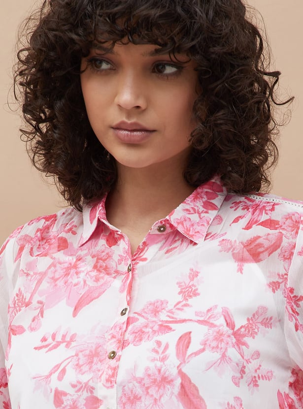 COLOUR ME Floral Print Shirt with Camisole