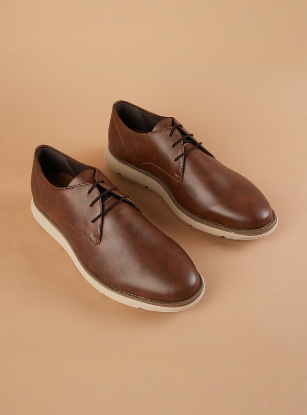 CODE Solid Lace-Up Derby Shoes